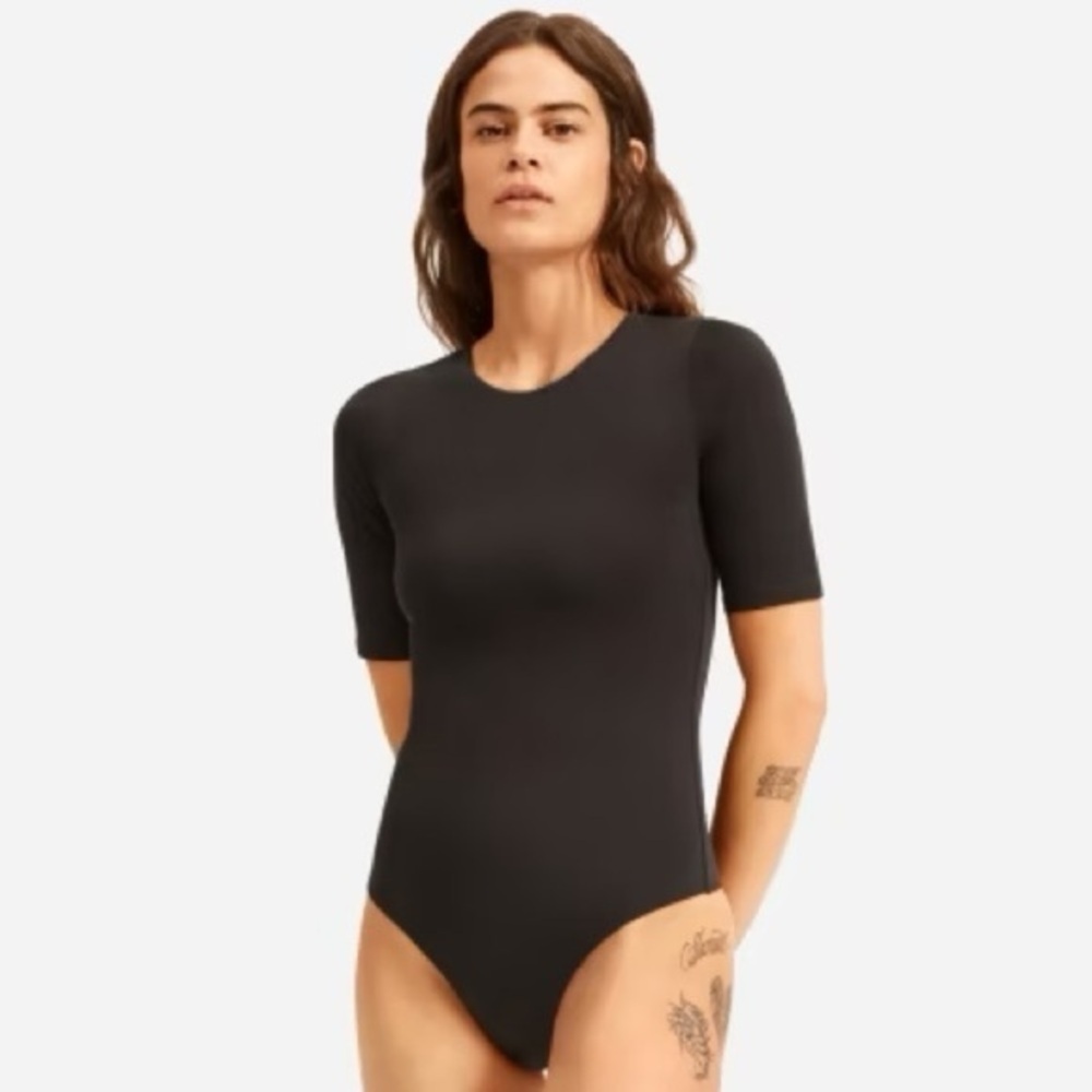 Everlane Black Crewneck Bodysuit Small NWT 🖤 Minimal Capsule Basic